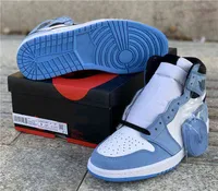 Dress Shoes Authentic Jumpman 1 High OG University Blue 1S Dark Mocha Trophy Room Union Men Women Outdoor Shoes Sports Sneakers With Box
