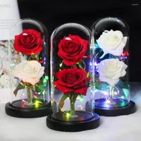 Kwiaty dekoracyjne Eternal Rose Glass Christmas Walentynki Mother's Mother's Artificial Flower Decoration
