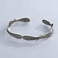 Manchet Vintage Design Angel Wing Open Bracelet Fashion Silver Color Feather Leaf armbanden Boerbakken For Women Men Sieraden Geschenken