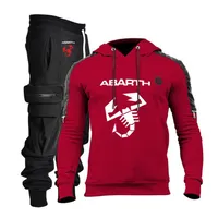 رجال المسارات الأزياء أزياء هوديي الرجال رجال Abarth Logo Mens Hoodies Suit Spring Autumn Cotton Sweatshirt Pants 2-piece264e