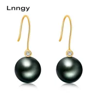 Legria dangle lnngy 18k oro tahiti perle perle orecchini 10-11 mm rosa gialla bianca solida nera vera diamante femminile2489