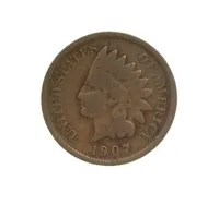1907 Indian Head Center Genuino US US Mint Collezionabile moneta di bronzo di rame Penny Rare Stati Uniti Numismatics