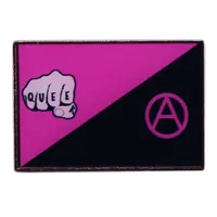 إكسسوارات أزياء أخرى قبضة Queer Anarchism Pink Black Flag Ferm Monamel Pin Back Proction Decoration المجوهرات