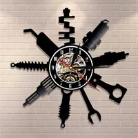 Auto Repair Shop Wall Sign Decorative Modern Clock Car Mechanic Service Workshop Vinyl Record Garage Repairman Gift 211130237o