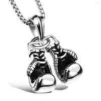 Pendant Necklaces Choose Color  gold blackGothic Jewelry 2pcs set 316L Stainless Steel Shinny Boxing Glove For Mens Necklace