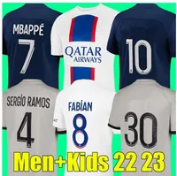 voetbalshirts 22 23 Maillots PSGS voetbalshirt speler 30 10 Mbappe 7 Hakimi Sergio Ramos Wijnaldum 2022 2023 Men Kit Sets Uniform Enfants Maillot de Foot