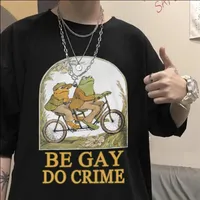 الضفدع والضفدع مثلي الجنس Do Crime Shirt Cutton Cotton o-neck male harajuku anime tshirts retro Usisex Tops Clothes Gift236t