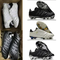 Enviar com bolsa Copa Mundial 21 FG Boots de futebol masculino de alta qualidade de couro macio e solar chuteiras de futebol preto placar branco sol301d