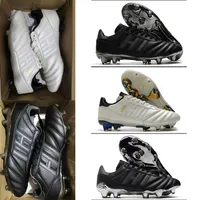 Enviar com bolsa Copa Mundial 21 FG Boots de futebol masculino de alta qualidade de couro macio e solar chuteiras de futebol preto placar branco sol284h