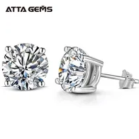 ATTAGEMS 2 Carat 8 0mm D Color Stud Earrings For Women Top Quality 100% 925 Sterling Silver Sparkling Wedding Jewelry 220210276u