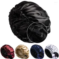 Berets Weooar Verstellbare doppelseitige Frauen Satin Hut Hair Nachtkappe f￼r Schlafm￼tzen Seidenmonnet M￤nner M￤dchen MZ227