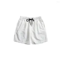 Men&#039;s Shorts Casual Men Summer Beachwear Solid Color Drawstring Elastic Waist Sweatshorts Pantalones Cortos De Hombre