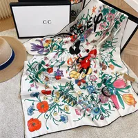 패션 여성의 여름 스카프 디자이너 실크 스카프 고급스러운 꽃 문자 손으로 자수 90 x 90 cm 숄 소형 사각형 고품질 반다나