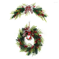 Decorative Flowers Santa Doll Bowknot Christmas Door Wreaths Traditional Decorations Decor Garland Party Holiday Scenery