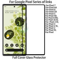 Ochrony ekranu Pełna pokrywa szklana jedwab wydrukowany dla Google Pixel 7 6A 6 5A 5 4A 4 3A 2 Lite XL