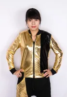 Women's Jackets Fashion Women Men Jacket Gold Black Paillette Patchwork Zipper Silm Hip Hop Stage Performance Coat