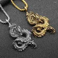 قلادة قلادة تدوي على الطراز الصيني التنين الذهبي للرجال سبيكة طويلة قلادة قلادة الهيب هوب هدايا المجوهرات