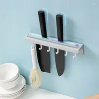 Kitchen Storage Multifunctional Knife Rack Wall-mounted Hook Up Punch-free Shelf Cabinet Rag Kichen Organizer