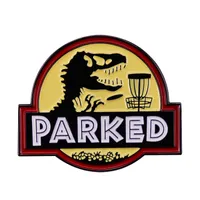 Other Fashion Accessories Parked enamel lapel pin Jurassic Park Logo Brooch Genetically Recreated Dinasaurs Skeleton Silhouette Badge