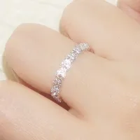 Link Stones Ring f￶r kvinnor 925 Silver Rose Gold Color Crystal Zircon Punk Accesorios Fashion Women Jewel Friend Gift S283