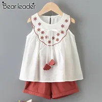 Bear Leader Girls Clothing Sets New Summer Kids Floral Suits T-shirt and Pants 2Pcs Casual Embroidery Kids Outfits Girl Clothing215e