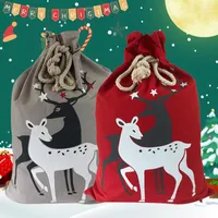 Llegadas de decoraciones navideñas Candy Gift Bag Canvas Santa Sack Beat Size Reno Drawing para