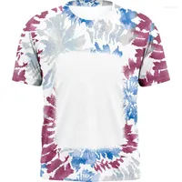 Men&#039;s T Shirts Fashion Casual Sublimation Blank Bleached Short Sleeved O-Neck TShirts Polyester For DIY Pictures Men And Women Streetwear