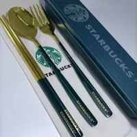 Starbucks servis upps￤ttningar 304 rostfritt st￥lsked gaffekpinnar bordsartiklar julklapp stj￤rnbuckssuper1st