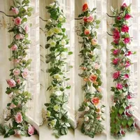 Fleurs d￩coratives 2,4 m simulation de floraison artificielle vigne de fleur de rose Ivy d￩cor de mariage ￠ la maison