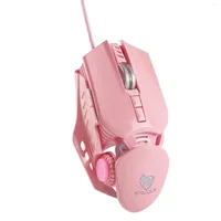 Topi Topi Ergonomic Wired Mouse PROFESSATURA DESIGN PEGNORE PER GIMAGGIO MAUSE OPTICA 6400 DPI Gamer a LED colorato USB Pink per PC per laptop