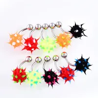 10PCS LOT Rainbow Color Silicon Ball Spike Belly Nipple Button ring Punk Mens Women Navel Piercing Body Jewelry310l