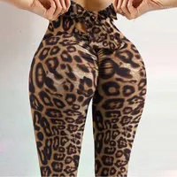 Women's Leggings Women Leopard Print High Waist Stretch Push Up Running Sports Slim Pants Casual Trousers Fitness