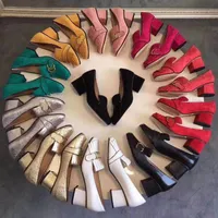 B￥tsko designer skor h￶ga klackar kvinnor kl￤nning skor klassisk mitt klackade kvinnor l￤der tjock h￤l runda huvudmetallknapp 100% kohud tasslar stor storlek 35-42 US6-US111
