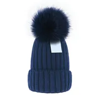 Cheap Whole beanie New Winter caps Knitted Hats Women bonnet Thicken Beanies with Real Raccoon Fur Pompoms Warm Girl Caps pompon beanie299P