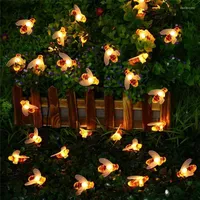 Strängar 5m 20LED LAMP Honey Bee LED String Fairy Light Outdoor Garden Staket Patio Garland Ljus Väggdekor Birthday Party DIY