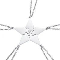 5st Good Family Friendship Necklace Set Five Pointed Star Puzzle Neck Pendant Fashion Creative Jewelry Accessories PE NACKACES233N