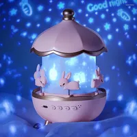 Lumières nocturnes Bluetooth en haut-parleur Projecteur Light Rotation Rotatif Rechargeable Full Desk Lamp Gift For Kids Fantasy Octavo Audio