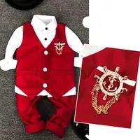 2019 New Child Vest Suit Fashion Kid Wedding Summer Ternos para 3parts Red e White181i