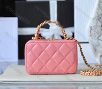 10A Top Tier Mirror Quality Mini Vanity Case Bag Real Leather Women Lambskin Quilted Zipper Cosmetic Purse Luxury Designer Shoulder Chain Box Bag Clutch Handbag