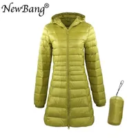 Womens Down Parkas Bang 8xl Ladies Long Warm Coat com bolsa de armazenamento port￡til Mulheres Ultra Light Overs Coats Hiplength 220912