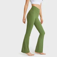 L-204 Yüksek Rise Alevli Pantolon Kadın Yoga Pantlı Çıplak Duygu Spor Taytları Bel kemeri cepli Taytlar Fitness Spor Pantolonları İnce Uygun Movet