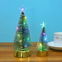 Christmas Decorations Decoration Colorful Mini Tree With Light Snow Frost Small Pine 15 19 25CM Year Supplies Ornaments 220912