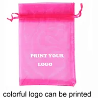 Jewelry Boxes 100pcs customized printing bags Drawstring Organza Bag small Pouches Jewelry Package Makeup Wedding Packaging Mesh Gift Bag 220912