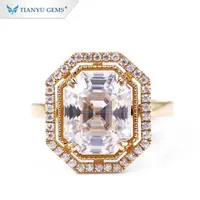 Wedding Rings Tianyu Gems Luxury Diamonds Rose Gold 14k 18k PT950 Women 11x9mm Asscher OMC Cut DEF Moisssanite Vintage Engagement Ring 220912