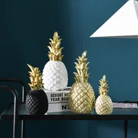 Figurines d￩coratives de style nordique r￩sine dor￩ ananas ￠ la maison d￩coration de salon armoire ￠ vin disposition artisanat artisanat d￩coration de table luxueuse