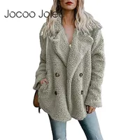 Kadınlar kürk sahte jocoo jolee kadın sıcak ceket kadınlar sonbahar kış oyuncak gündelik büyük boyutlu yumuşak kabarık polar ceketler palto 220909