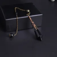 Billige Anh￤nger Accessoires Mode Schmuckh￶he hochwertige nat￼rliche schwarze Steinfacetten -Obsidian -Pendel f￼r W￼nscheln des Anh￤ngers Amulett c ...