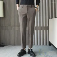 Erkek Suit 2022 Sonbahar Kış Mengi Moda Kalın Sıcak Yün Pantolon Erkek İş Gündelik Cepleri Pantolonlar Düz Renk Takım L02