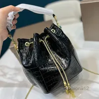 Evening Bags Women Mini Bucket Bag Snakehead Enamel Handbag Tassels Crossbody Bag Purse Genuine Leather Half Chain Shoulder Bags Top Handle