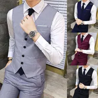 Men&#039;s Vests Gray Men&#39;s Suit Vest V-Neck Formal Business Slim Wedding Groomsmen Summer Sleeveless Jacket